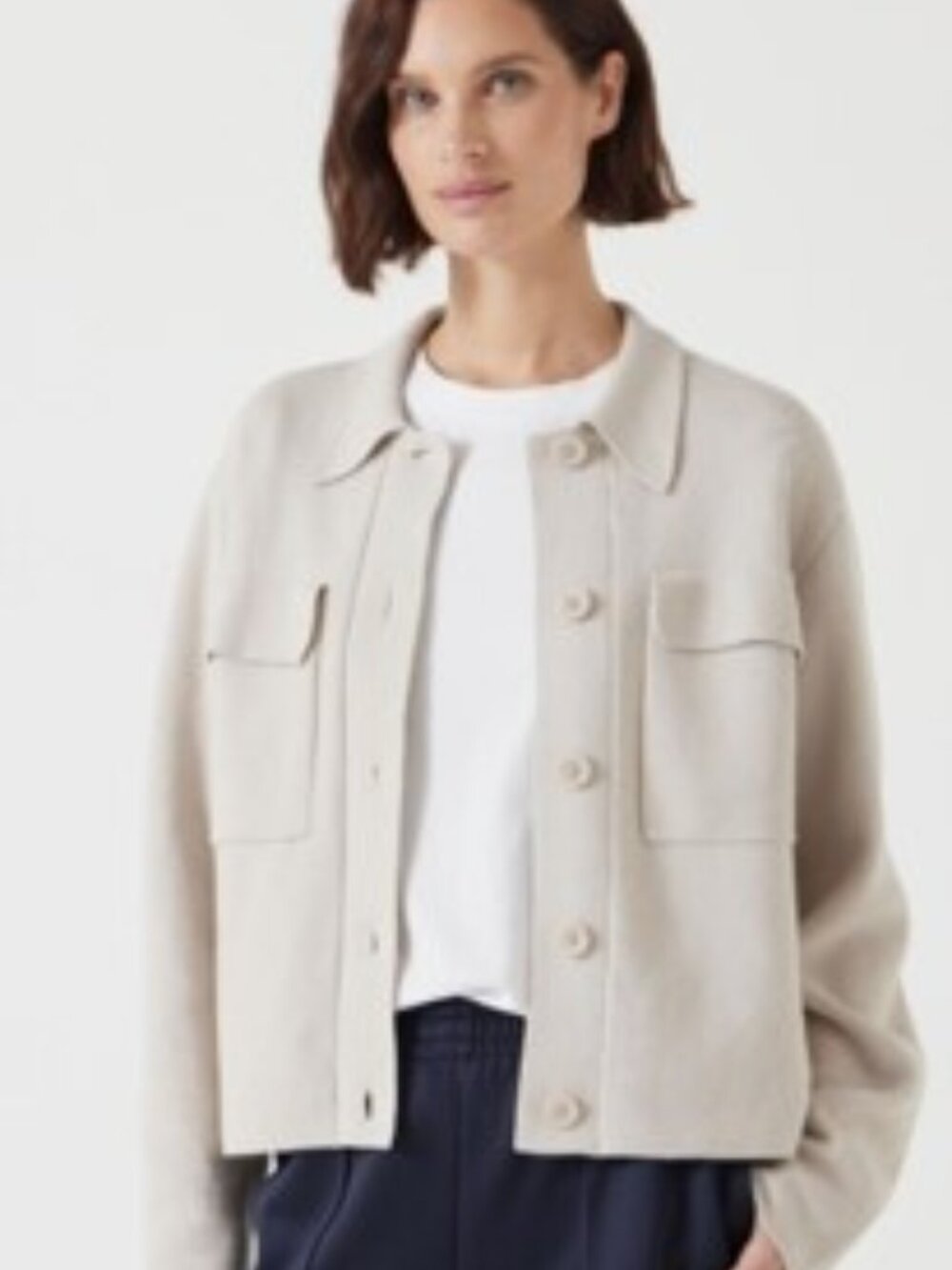 Hush Knit  Shirt Jacket, Size Medium/Large, Color:  Beige
